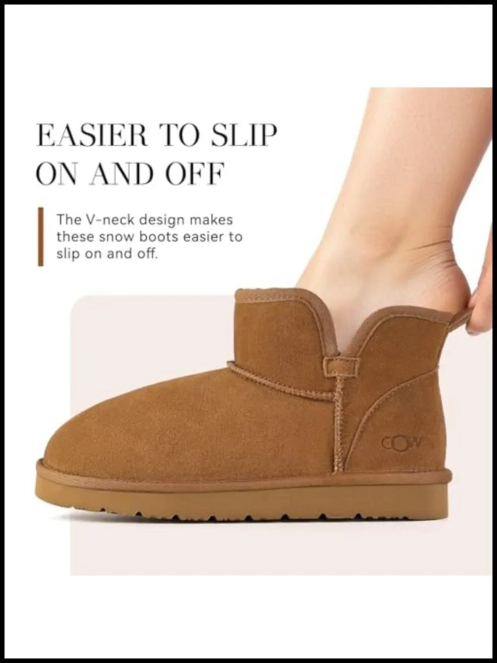 Genuine Suede Ankle Snow Boots for Women Slip On Short Booties